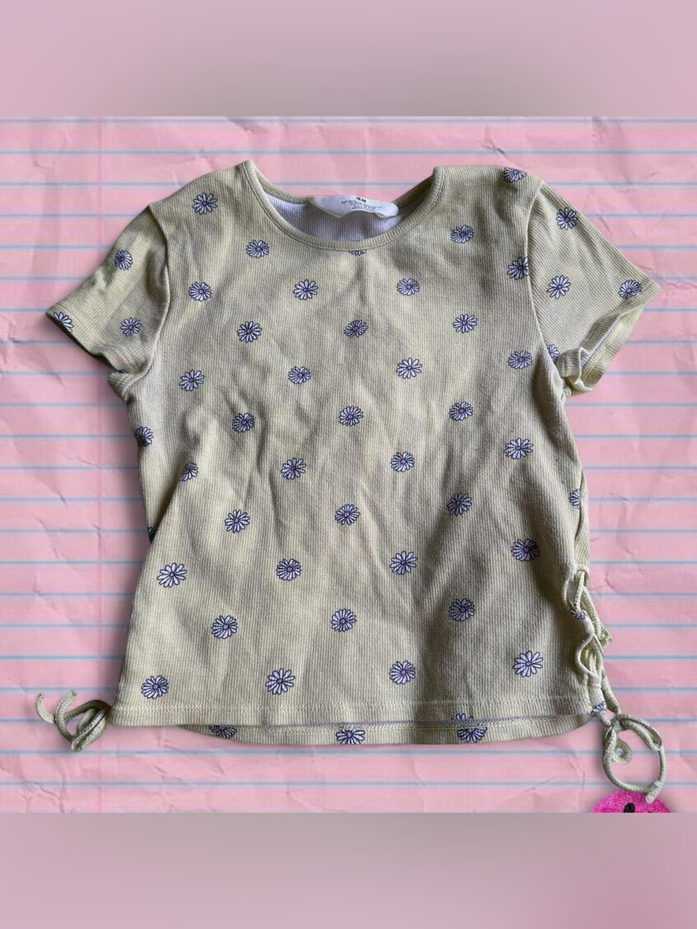 H&M Girls Yellow Floral Y2K Baby Tee size 12-14